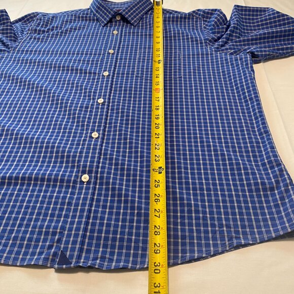 UNTUCKit Men’s Performance Kiepersol Button-Down Shirt 2XL Blue White Plaid - Picture 11 of 16